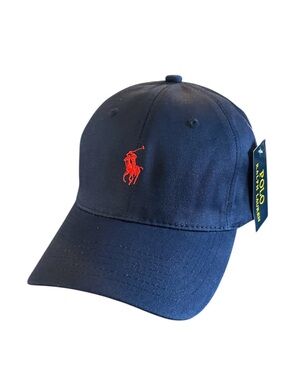 Polo Ralph Lauren Adjustable Hat Navy & Red Logo New with Tags